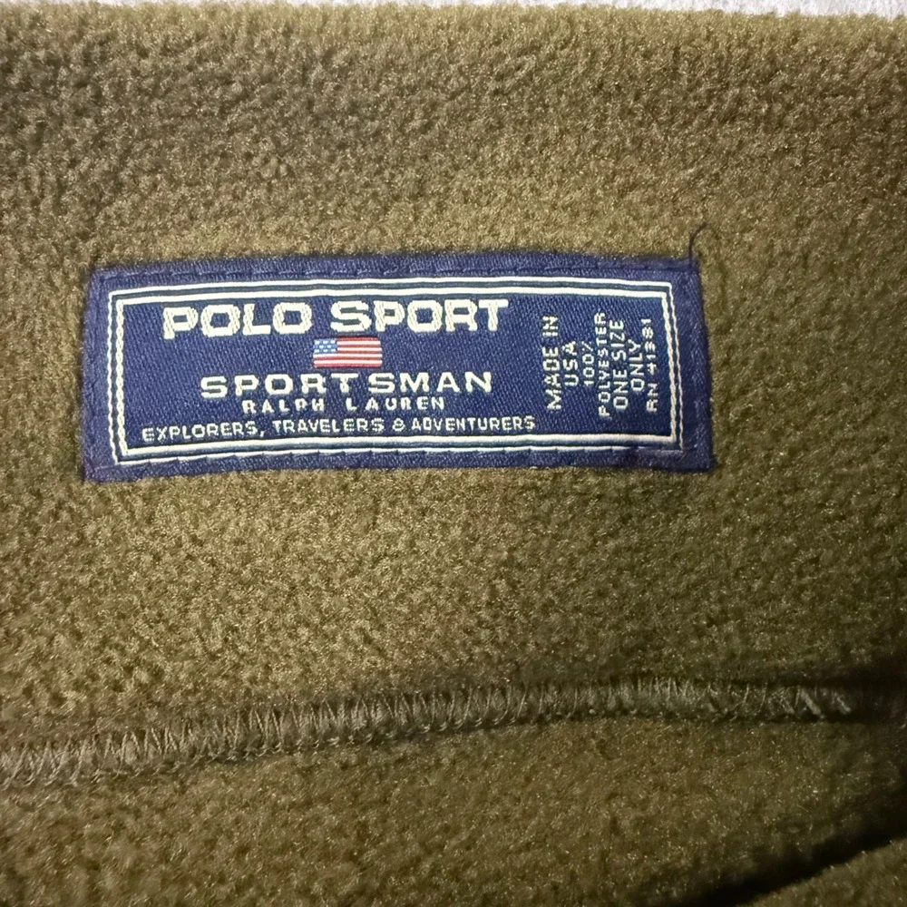 Vintage Polo Sport Ralph Lauren Sportsman Fleece Neck Gaiter Beanie Olive Green